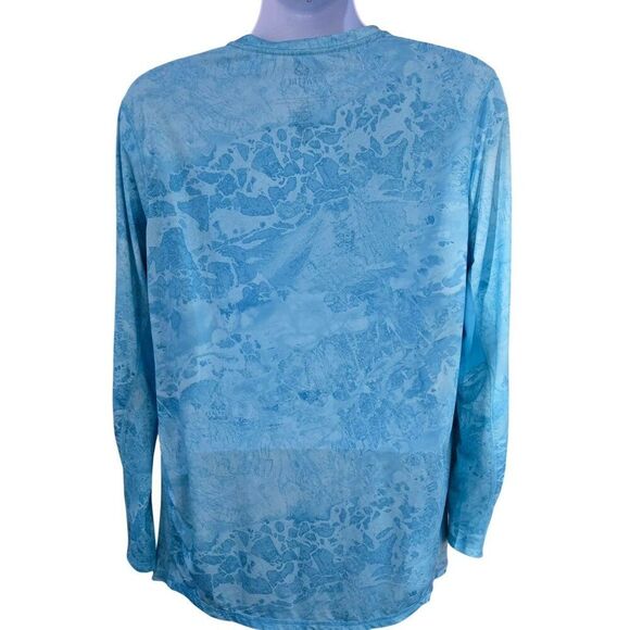 Realtree Fishing Mens Long Sleeve Shirt Blue Print Size L Nautical beach boat - Picture 2 of 5